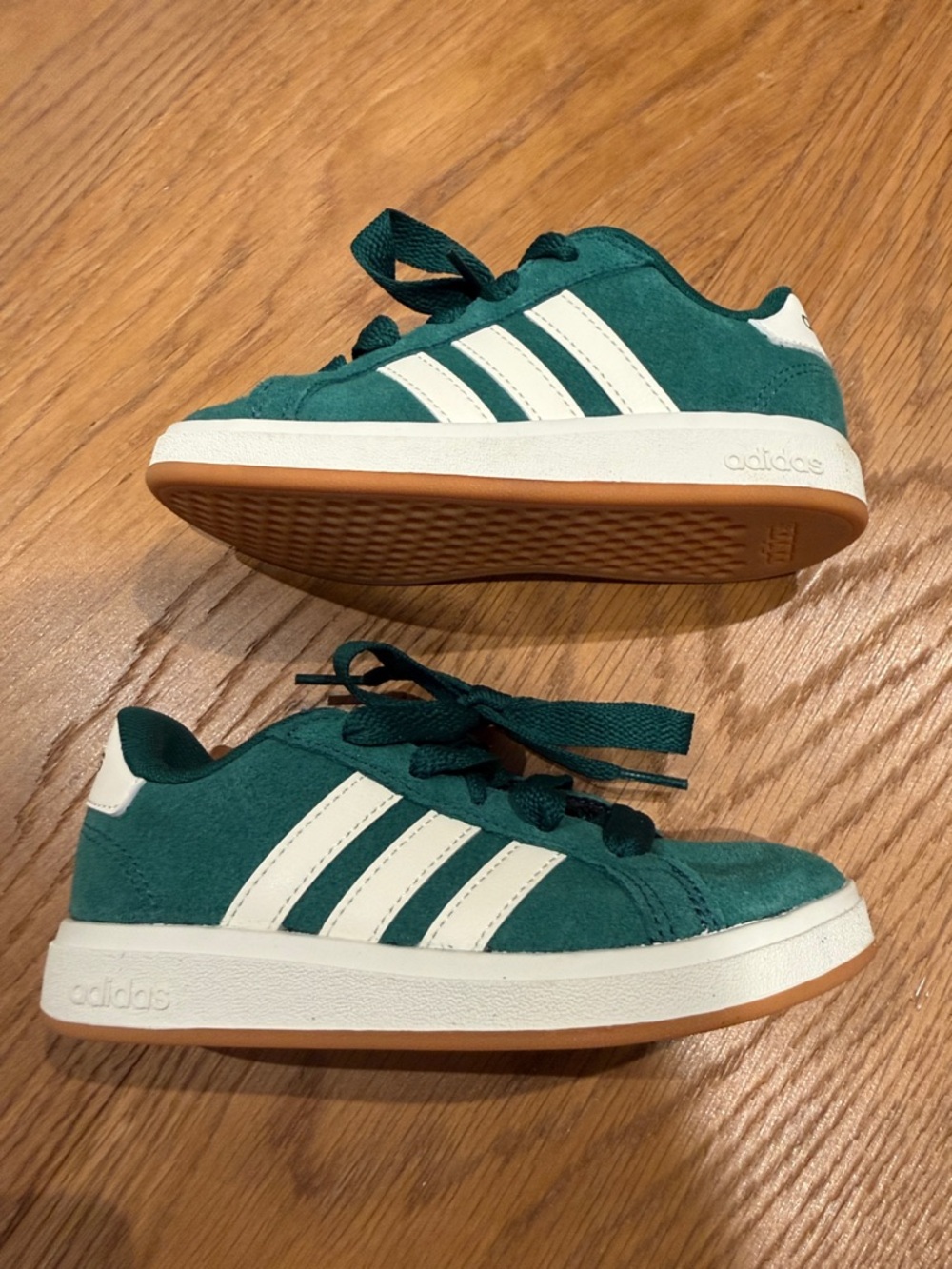 adidas Kids green Sneakers with White Stripes